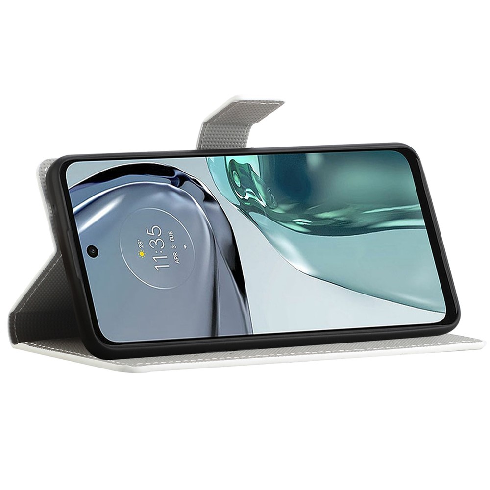 For Motorola Moto G62 5G Wallet Style Case Pattern Printing Stand Design PU Leather Anti-wear Magnetic Cover - Iron Tower-3