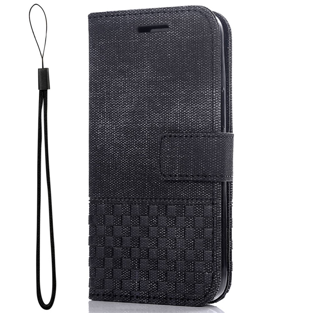 For iPhone 13 mini 5.4 inch Anti-fall Phone Wallet Case Cloth Texture PU Leather RFID Blocking Phone Cover Stand - Black-5