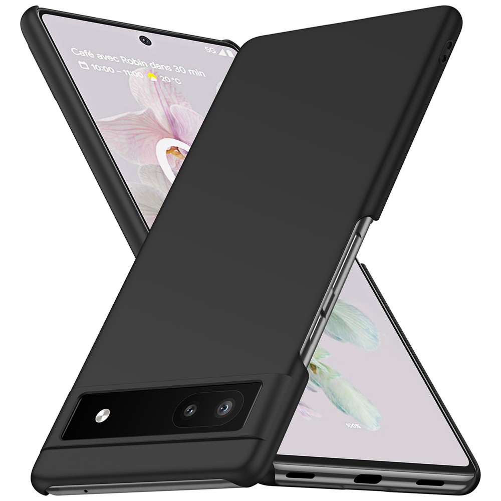 For Google Pixel 6a Anti-fingerprint Phone Case Hard PC Cell Phone Cover - Black-1