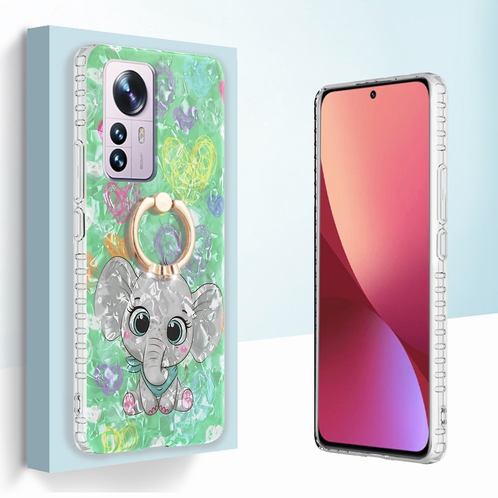 YB IMD Series-14 for Xiaomi 12 Pro 5G / 12 Pro (Dimensity) 5G / 12S Pro 5G Well-protected 2.0mm Dual-layer IMD IML Soft TPU Drop-proof Case with Kickstand - BK009-Elephant-5