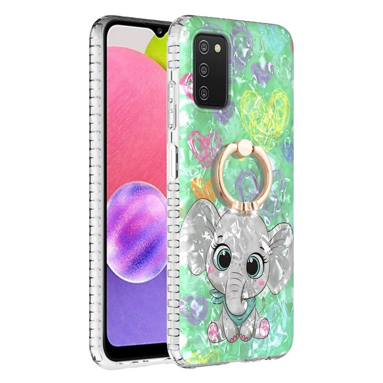YB IMD Series-14 Protective Case for Samsung Galaxy A03s (166.5 x 75.98 x 9.14mm) Phone Cover 2.0mm TPU Airbags Dual-layer IMD IML Anti-Fall Shell with Kickstand - BK009-Elephant-1