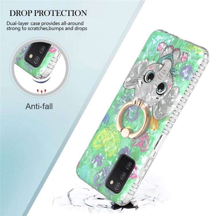 YB IMD Series-14 Protective Case for Samsung Galaxy A03s (166.5 x 75.98 x 9.14mm) Phone Cover 2.0mm TPU Airbags Dual-layer IMD IML Anti-Fall Shell with Kickstand - BK009-Elephant-3