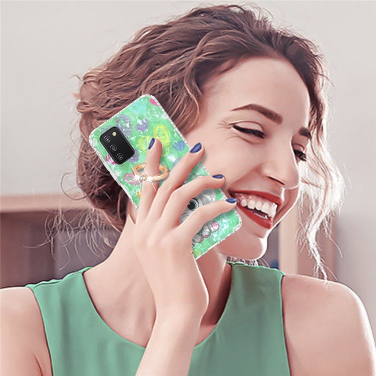 YB IMD Series-14 Protective Case for Samsung Galaxy A03s (166.5 x 75.98 x 9.14mm) Phone Cover 2.0mm TPU Airbags Dual-layer IMD IML Anti-Fall Shell with Kickstand - BK009-Elephant-4