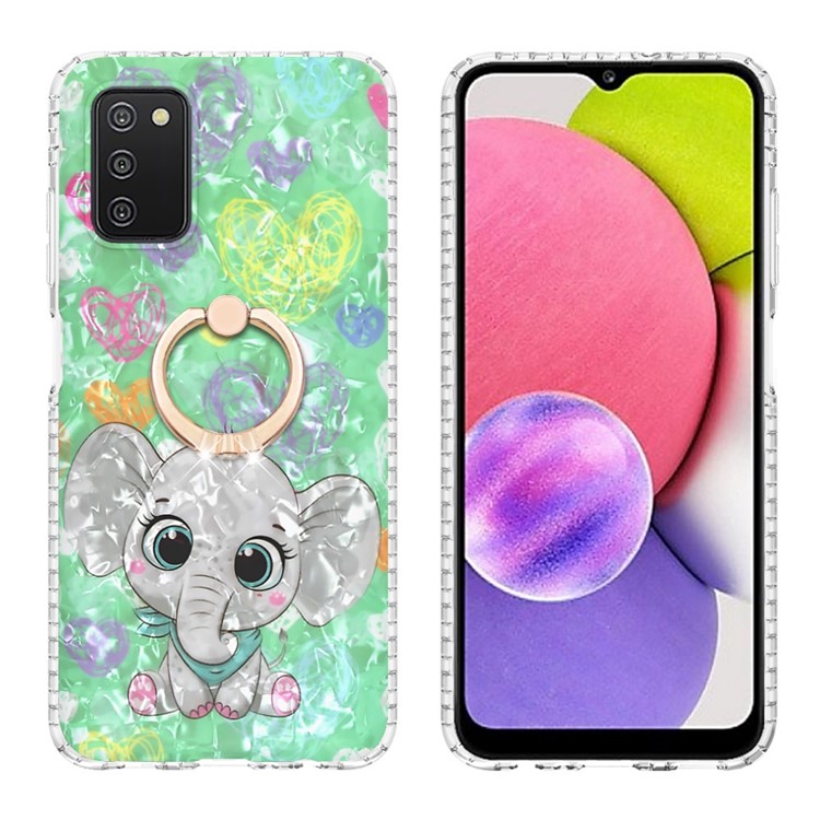 YB IMD Series-14 Protective Case for Samsung Galaxy A03s (166.5 x 75.98 x 9.14mm) Phone Cover 2.0mm TPU Airbags Dual-layer IMD IML Anti-Fall Shell with Kickstand - BK009-Elephant-6
