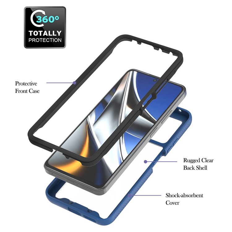 YB PC Series-5 Anti-scratch Back Cover for Xiaomi Poco X4 Pro 5G, Ring Holder Kickstand PC + TPU Hybrid Phone Case - Sapphire-2