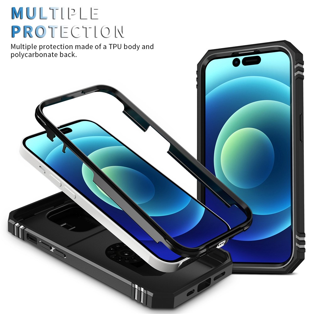 For iPhone 14 Pro Max 6.7 inch Phone Shell PC+TPU Sliding Camera Lens Cover Design Case with Kickstand / Card Slot - Black-4