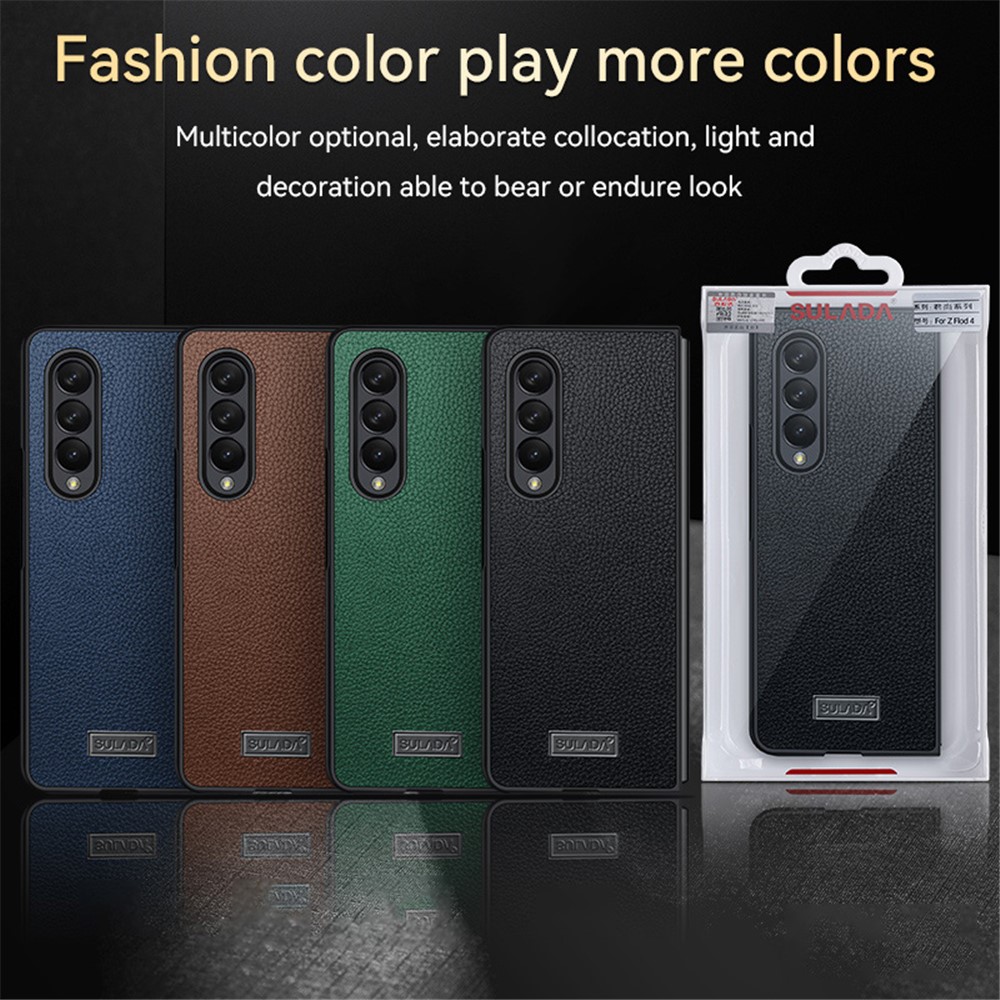 SULADA For Samsung Galaxy Z Fold4 5G Luxury-Series Litchi Texture Folding Phone Cover PU Leather Coating PC Protective Phone Case - Black-7