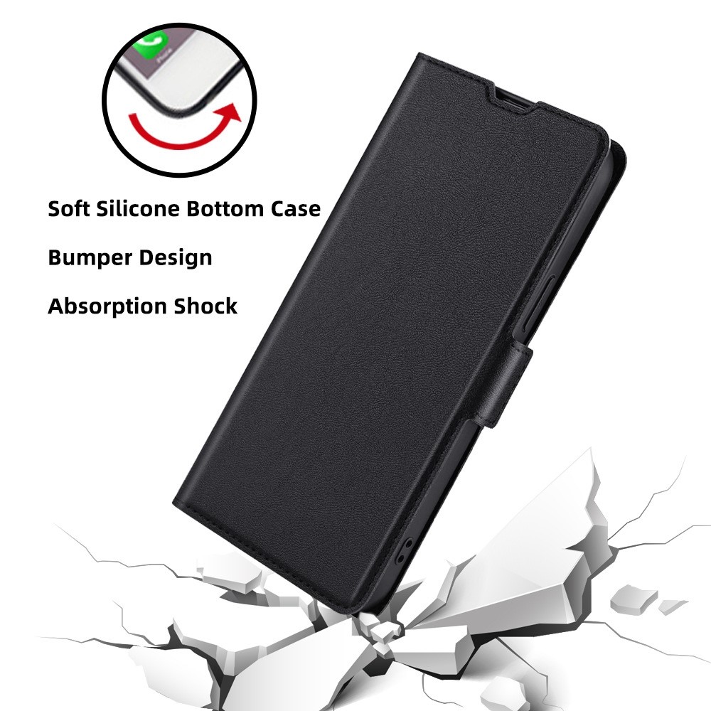 For OnePlus 10T 5G Magnetic Flip PU Leather Case Card Slots Stand Function Shockproof Protective Cover - Black-4