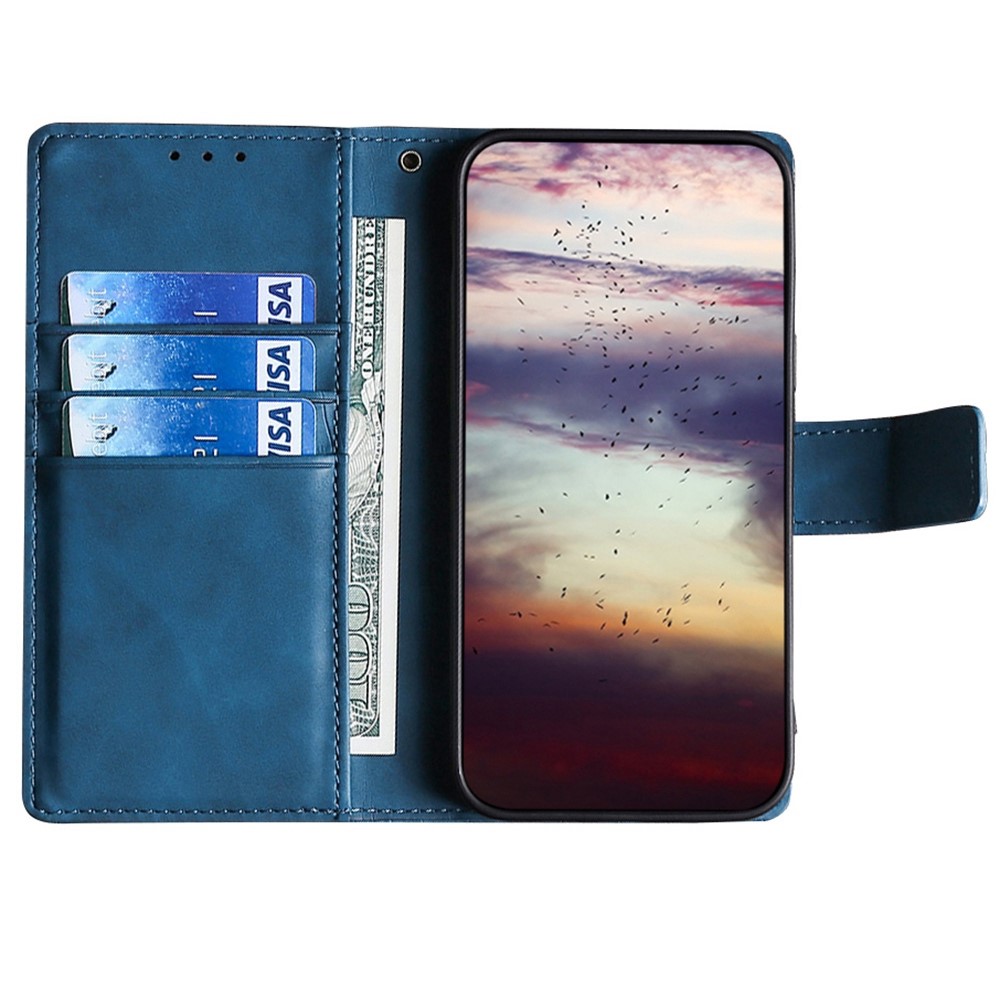For OnePlus 10T 5G PU Leather Crocodile Texture Phone Flip Wallet Case Skin-touch Feeling Stand Protective Cover - Blue-2