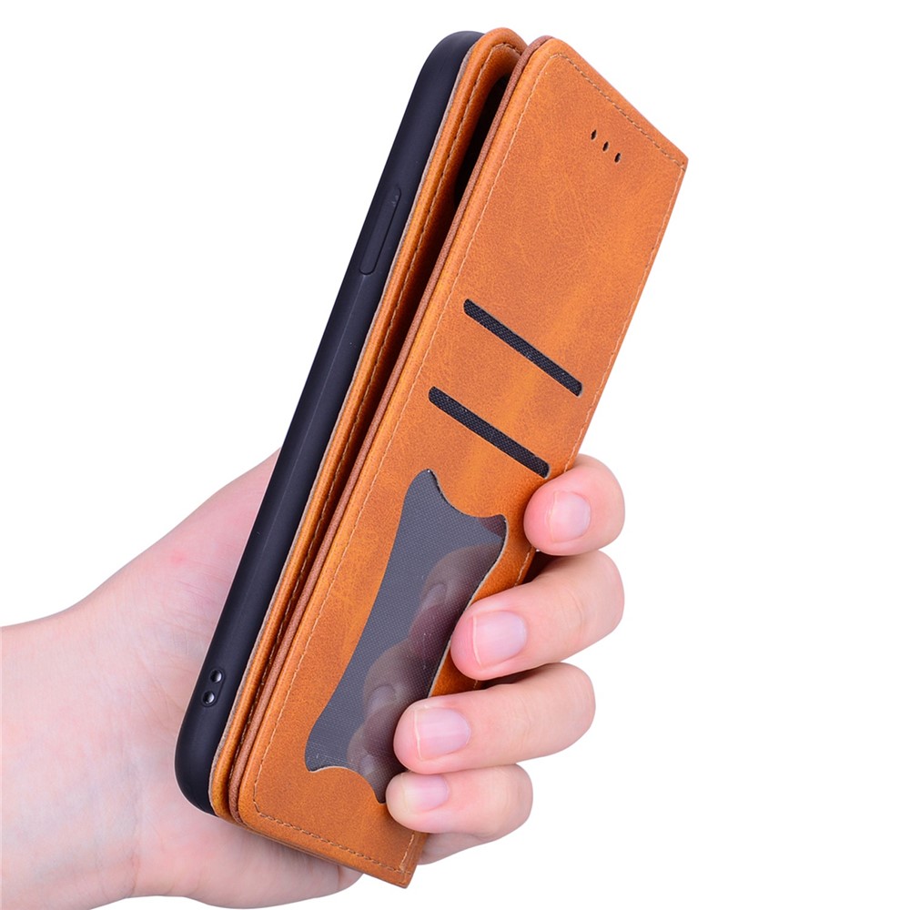 Business Style Splicing Phone Cover for iPhone 14 6.1 inch, Stand Wallet PU Leather Auto Closing Magnetic Protective Cover - Brown-7