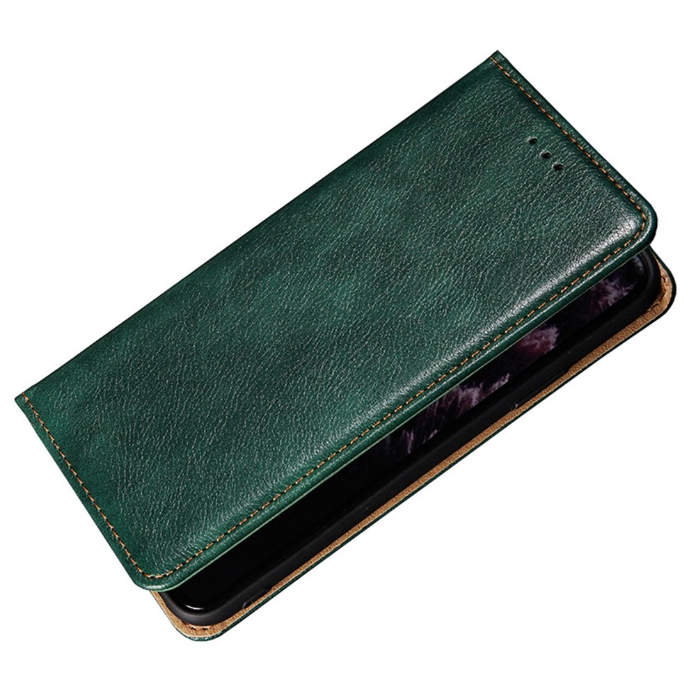 For iPhone 14 6.1 inch Anti-fall PU Leather Phone Case Flip Folio Wallet Cover Stand Magnetic Absorption Phone Shell - Green-5