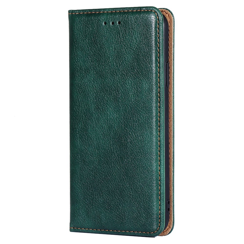 For iPhone 14 6.1 inch Anti-fall PU Leather Phone Case Flip Folio Wallet Cover Stand Magnetic Absorption Phone Shell - Green-7