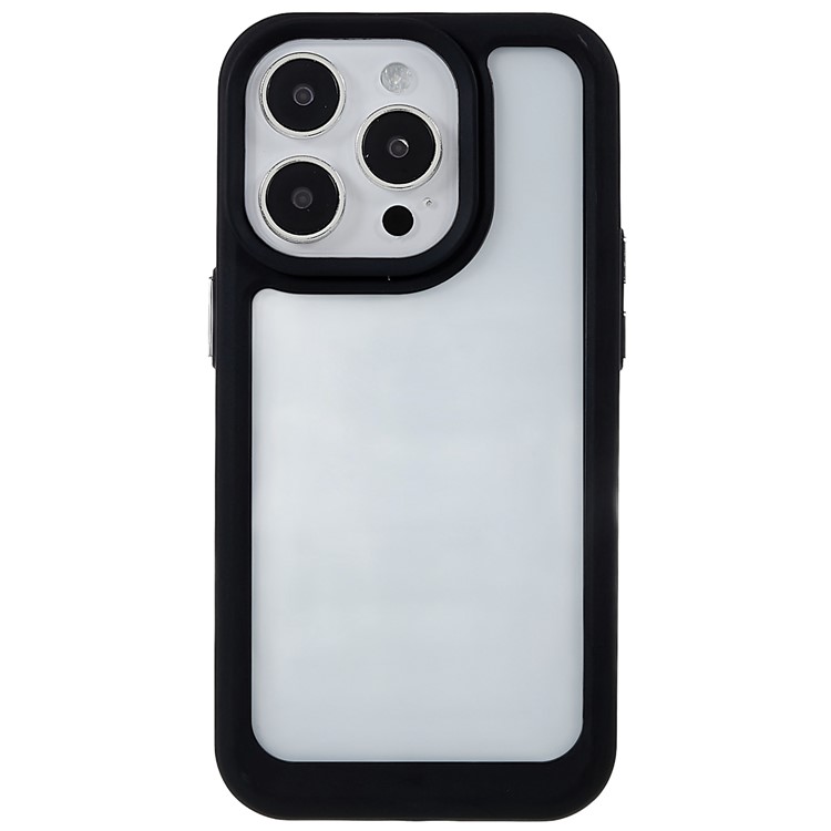 Anti-Fall Slim Casefor iPhone 14 Pro 6.1 inch TPU+Acrylic Cover Protective Phone Shell with Electroplating Buttons - Black-2