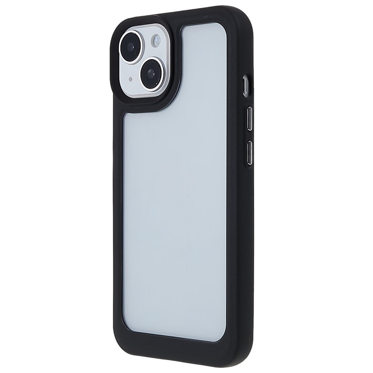 Shockproof TPU+Acrylic Case for iPhone 14 6.1 inch Electroplating Buttons Anti-Fall Cover Full Protection Slim Case - Black-3