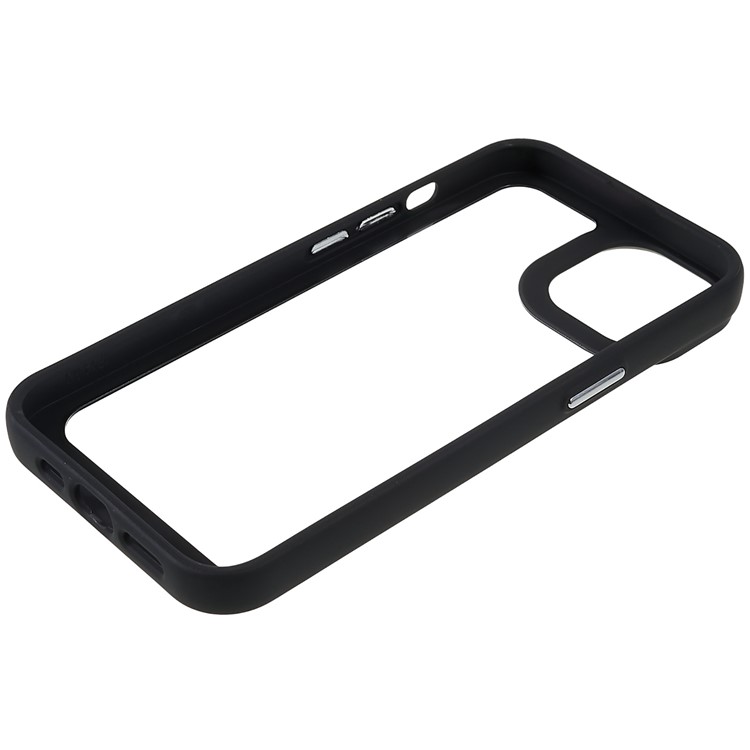 Shockproof TPU+Acrylic Case for iPhone 14 6.1 inch Electroplating Buttons Anti-Fall Cover Full Protection Slim Case - Black-8