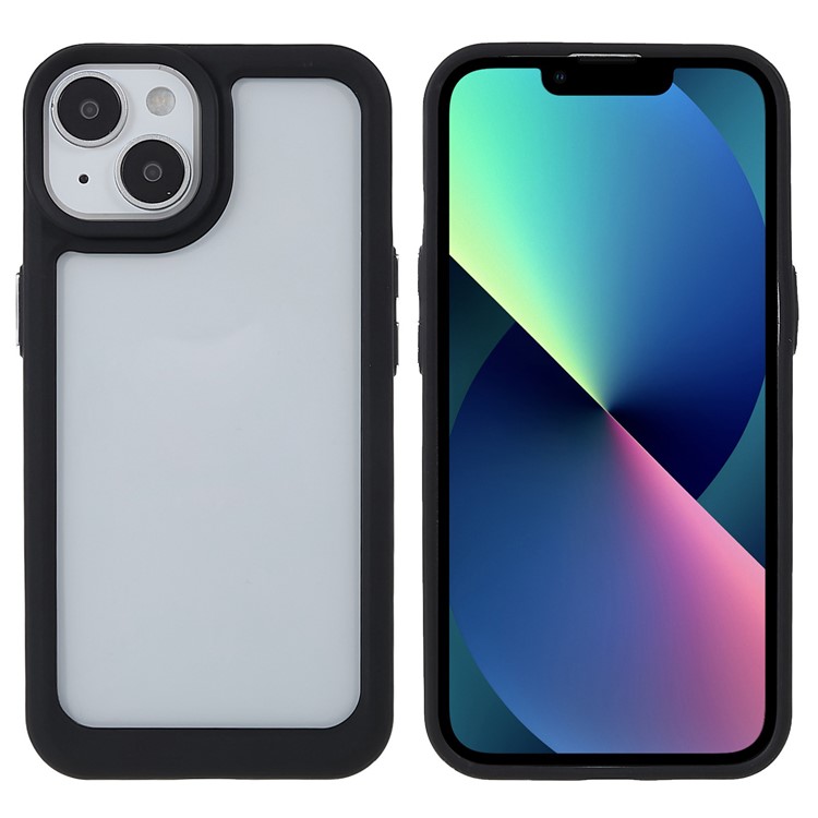 Shockproof Anti-Fall Case for iPhone 14 Max 6.7 inch TPU+Acrylic Slim Case Full Protection Cover with Electroplating Buttons - Black-1