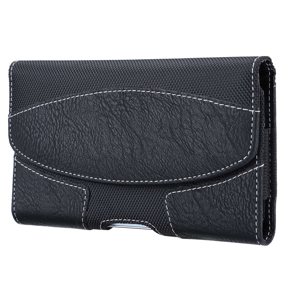 Mobile Phone Bag for 4.0-4.9-inch Cell Phones PU Leather Waist Pouch (L) - Black-1