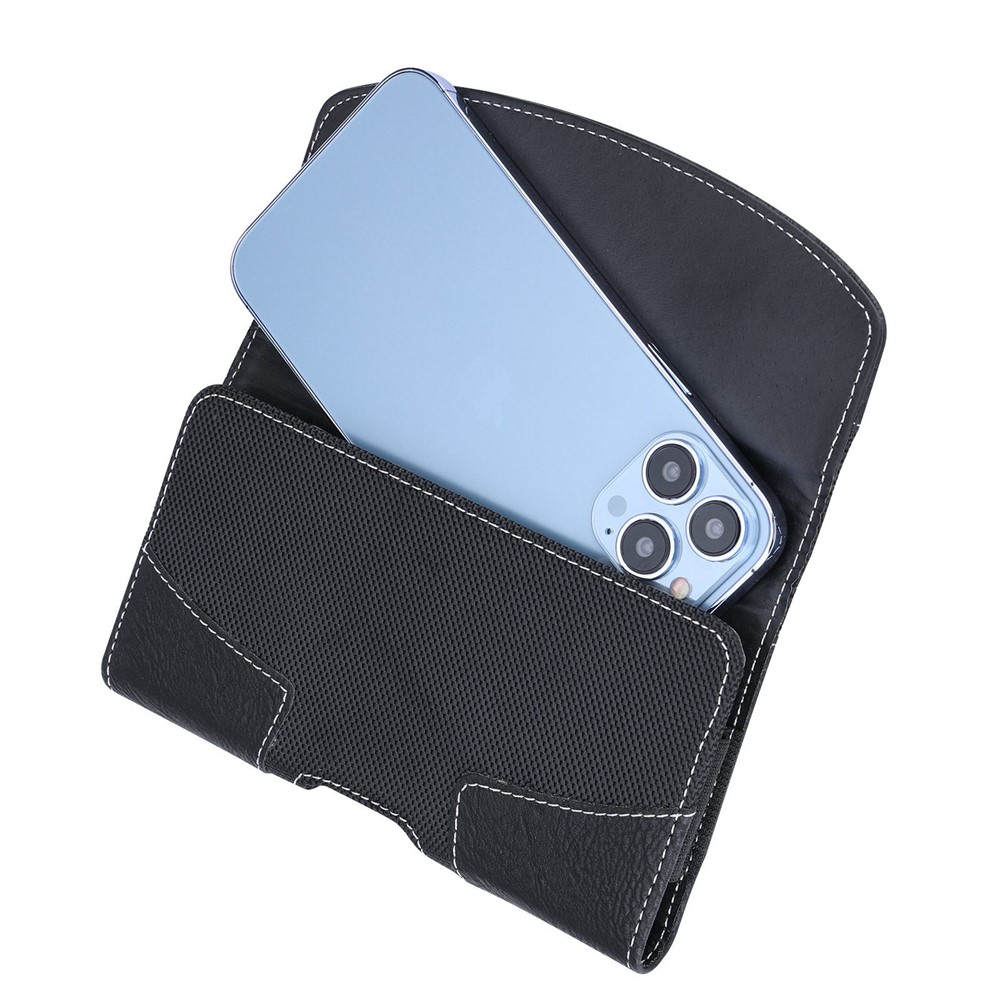 Mobile Phone Bag for 4.0-4.9-inch Cell Phones PU Leather Waist Pouch (L) - Black-6