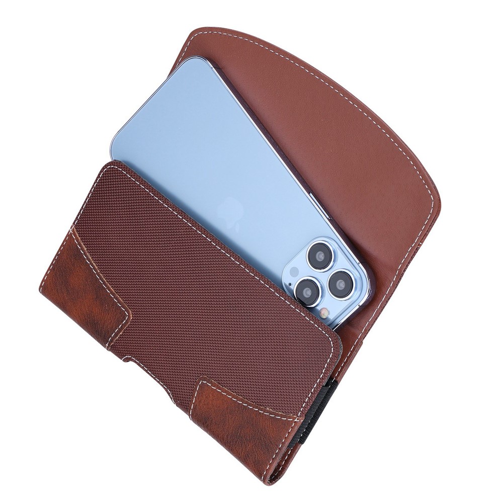 Anti-Fall Mobile Phone Bag for 6.5-6.9-inch Cell Phones PU Leather Waist Pouch (XXL) - Brown-2