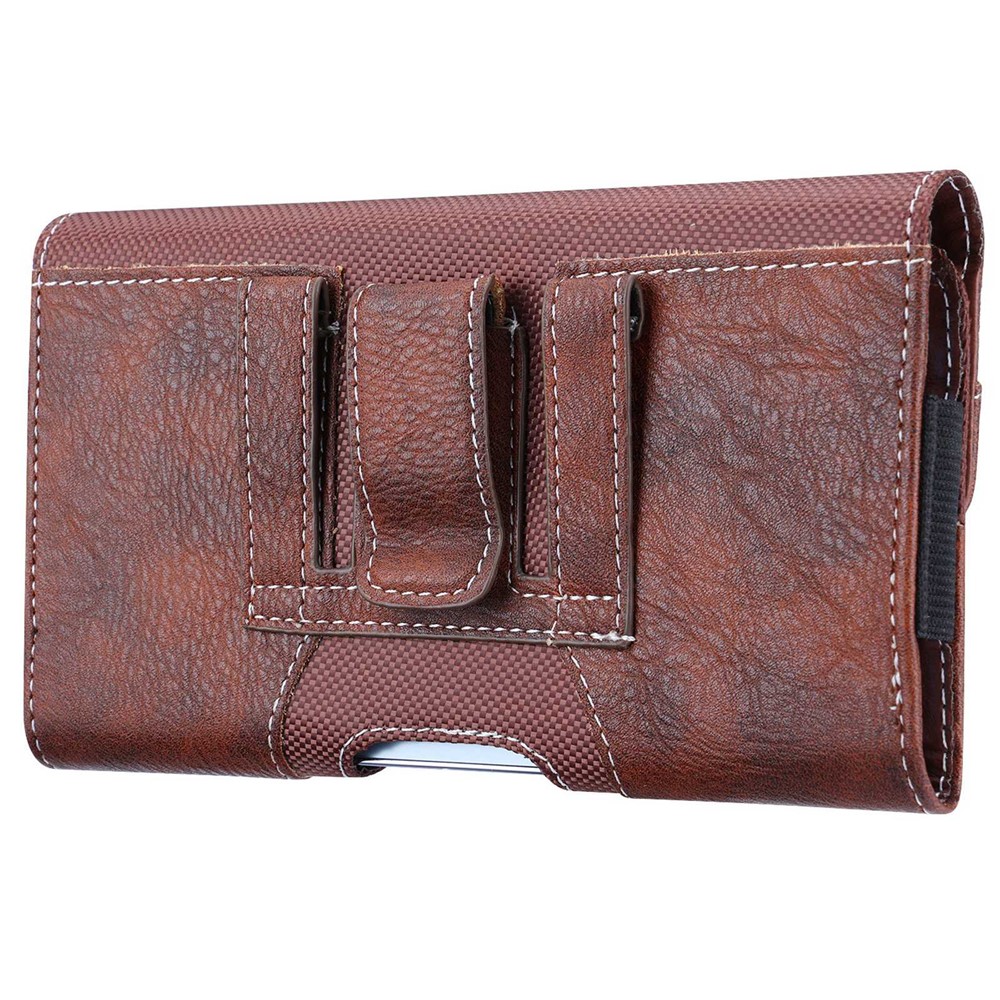 Anti-Fall Mobile Phone Bag for 6.5-6.9-inch Cell Phones PU Leather Waist Pouch (XXL) - Brown-3