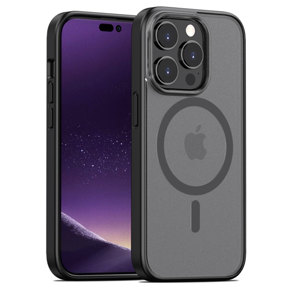 Anti-Fall TPU+PC Case for iPhone 14 Pro 6.1 inch Shockproof Magnetic Cover Full Protection Slim Case - Black-1