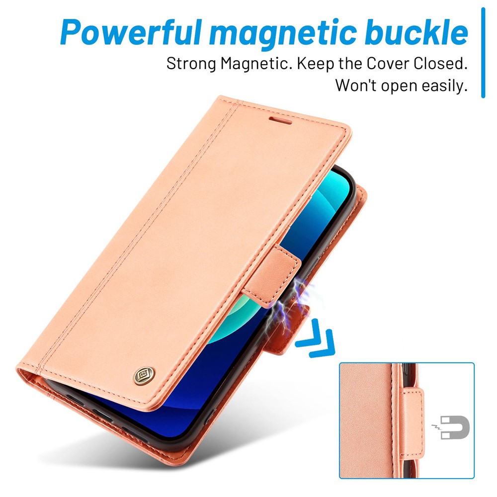 LC.IMEEKE for iPhone 14 Pro 6.1 inch PU Leather Cover Stand Wallet Double Magnetic Clasps Phone Drop-proof Case - Pink-6