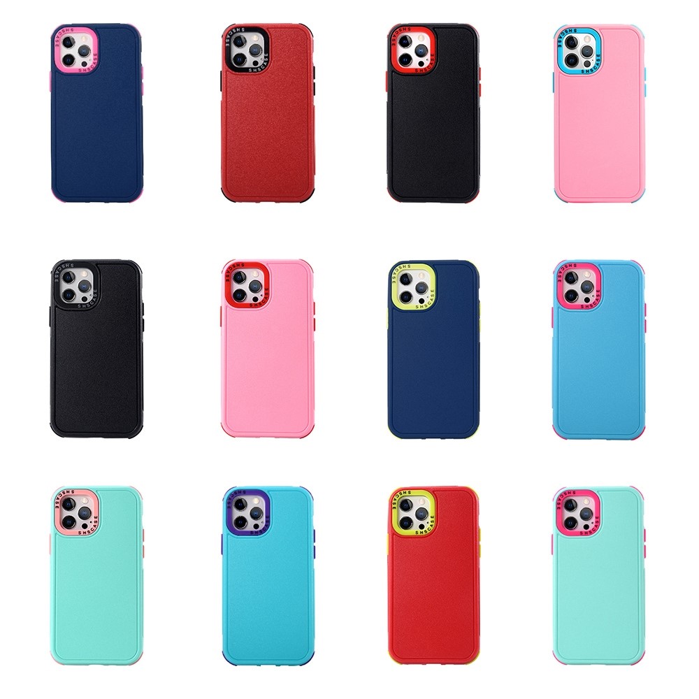 For iPhone 14 Pro 6.1 inch 3-in-1 Mobile Phone Back Case Anti-fall Thicken Corners TPU + PC Hybrid Cover - Pink / Sky Blue-5