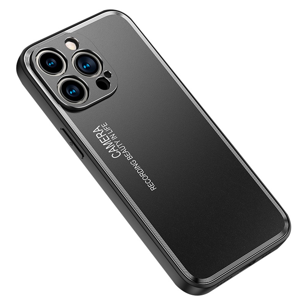 For iPhone 14 Pro 6.1 inch Soft TPU Abrasive Blasting Aluminum Alloy Armor Cover Camera Protection Matte Phone Case - Black-1