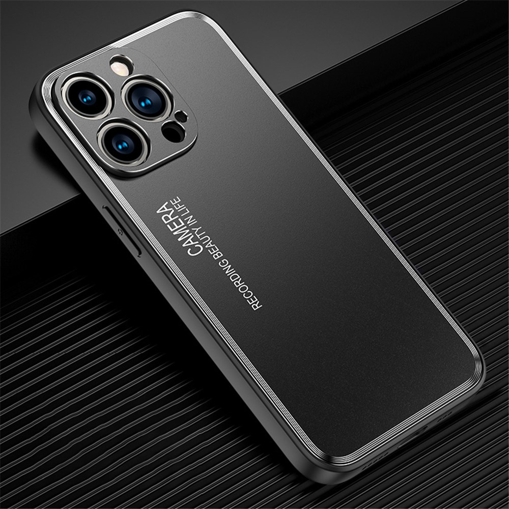 For iPhone 14 Pro 6.1 inch Soft TPU Abrasive Blasting Aluminum Alloy Armor Cover Camera Protection Matte Phone Case - Black-2