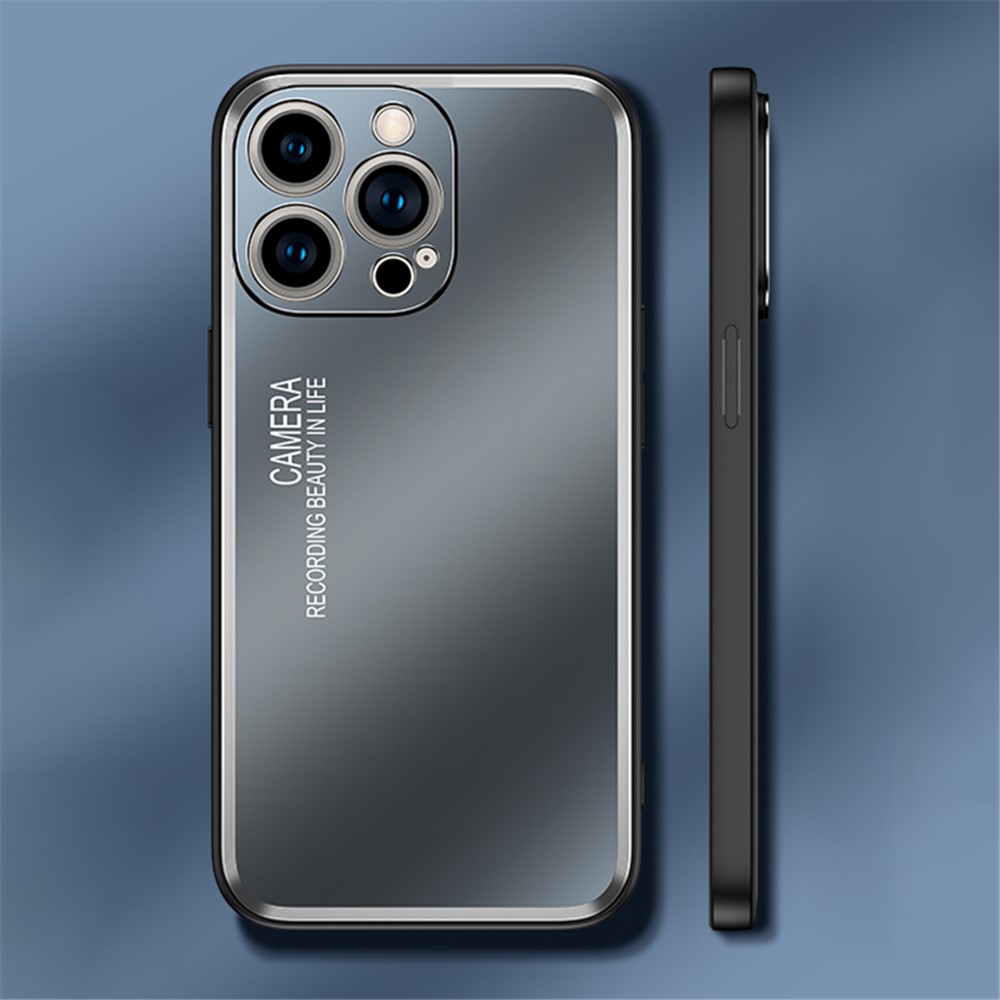 For iPhone 14 Pro 6.1 inch Soft TPU Abrasive Blasting Aluminum Alloy Armor Cover Camera Protection Matte Phone Case - Black-3