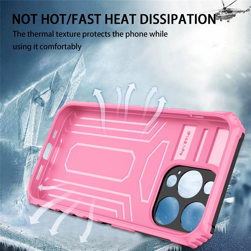 For iPhone 14 Pro 6.1 inch PC + TPU Hybrid Cover Shockproof Kickstand Phone Case with Belt Clip - Pink-5
