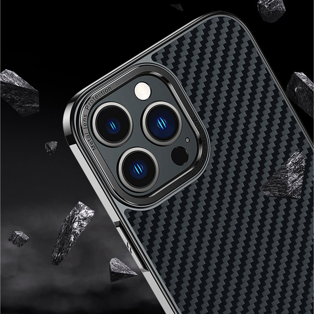 Protective Cover for iPhone 14 Pro 6.1 inch PU Leather Coated Carbon Fiber Slim Case Anti-Fall TPU+PC Phone Case - Green-8