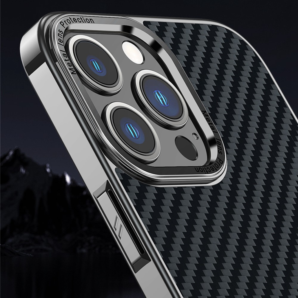 Anti-Drop Phone Case for iPhone 14 Pro Max 6.7 inch, Carbon Fiber Protective Slim Cover - Black-6