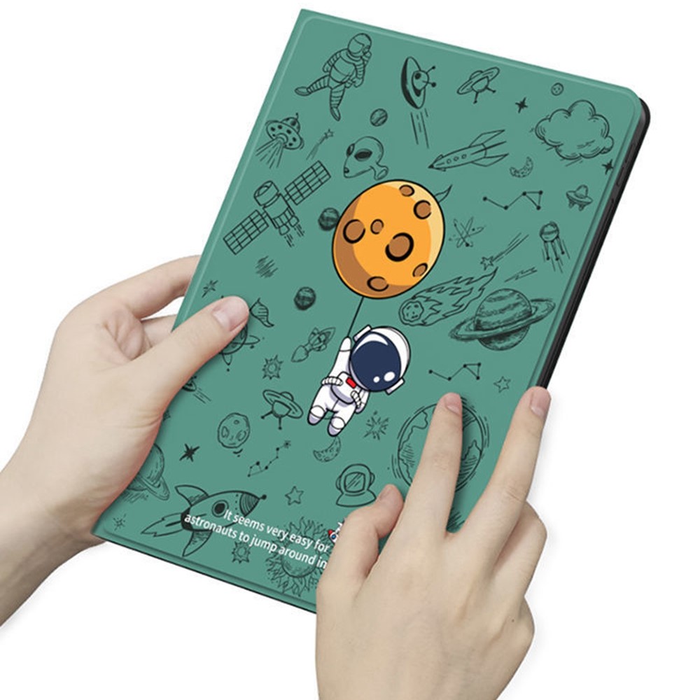 YOOBAO Q05D for Xiaomi Pad 5 Multi-Angle Viewing Stand Folio Case PU Leather Pattern Printing Protective Cover - Planet Astronaut / Green-3