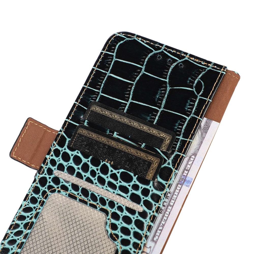 For Huawei nova Y90 4G / Enjoy 50 Pro 5G Genuine Cowhide Leather Flip Cover Crocodile Texture RFID Blocking Protection Stand Wallet Phone Case - Green-4