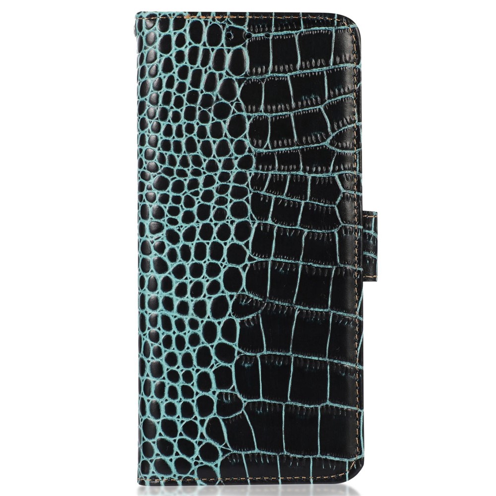 For Huawei nova Y90 4G / Enjoy 50 Pro 5G Genuine Cowhide Leather Flip Cover Crocodile Texture RFID Blocking Protection Stand Wallet Phone Case - Green-8