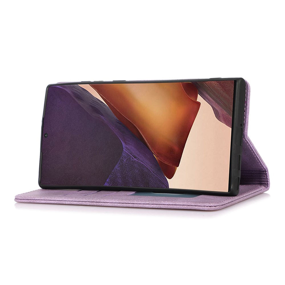 For Samsung Galaxy S22 Ultra 5G Anti-Fall Phone Case PU Leather Phone Shell Magnetic Closure Stand Cover with Wallet - Purple-3