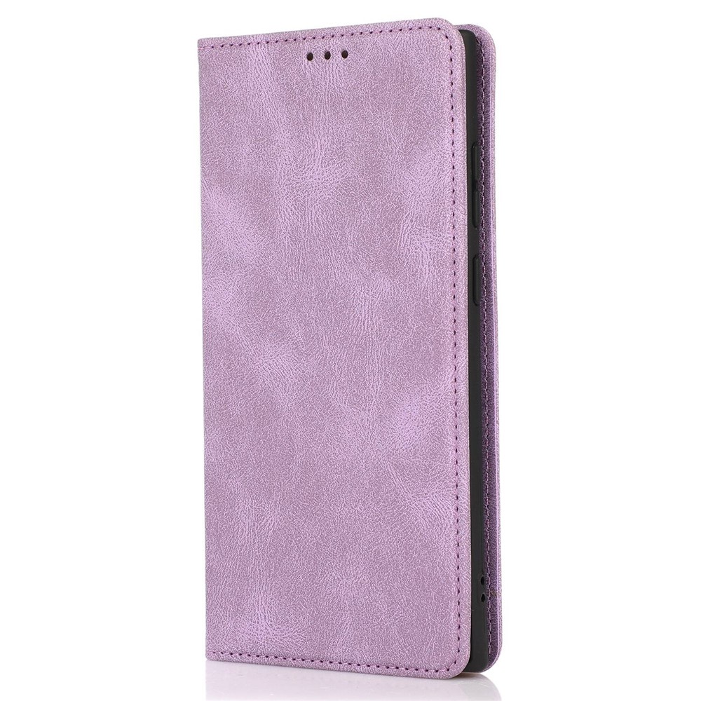 For Samsung Galaxy S22 Ultra 5G Anti-Fall Phone Case PU Leather Phone Shell Magnetic Closure Stand Cover with Wallet - Purple-6