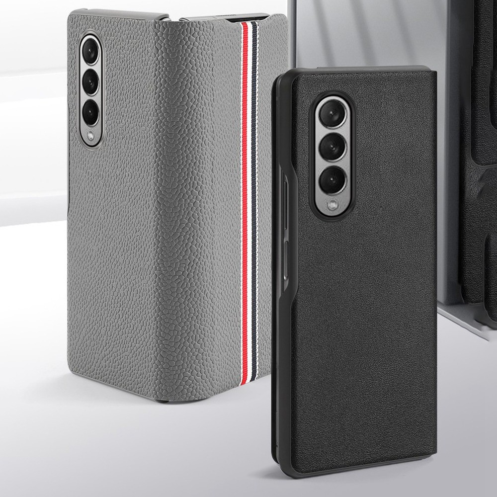 For Samsung Galaxy Z Fold4 5G Folding Case Stripe Pattern Printed Shockproof Leather Cell Phone Cover - Black-2