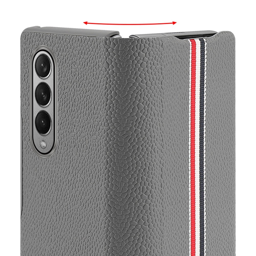For Samsung Galaxy Z Fold4 5G Folding Case Stripe Pattern Printed Shockproof Leather Cell Phone Cover - Black-4