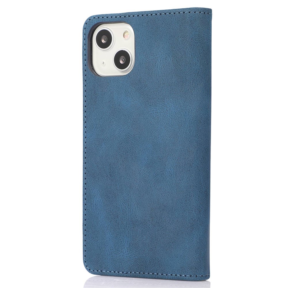 For iPhone 14 6.1 inch Wallet Phone Case Magnetic Closure PU Leather Anti-Drop Cover with Stand - Blue-7