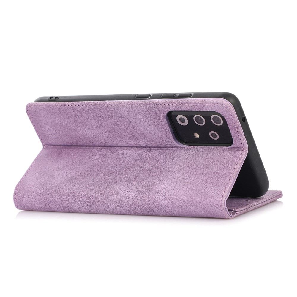 For Samsung Galaxy A52 4G / 5G / A52s 5G Magnetic Adsorption Phone Case PU Leather Protective Cover with Stand / Wallet - Purple-4