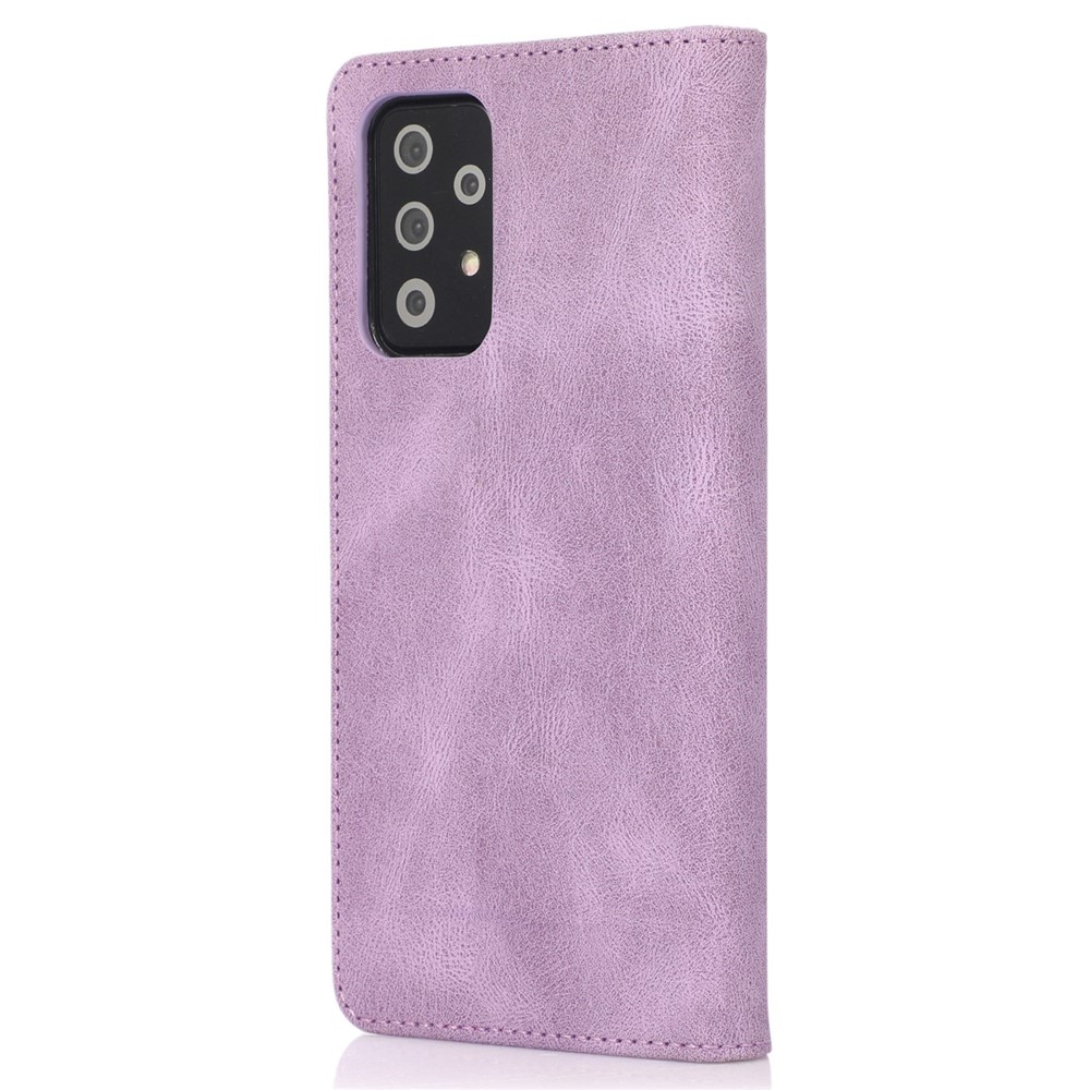 For Samsung Galaxy A52 4G / 5G / A52s 5G Magnetic Adsorption Phone Case PU Leather Protective Cover with Stand / Wallet - Purple-7