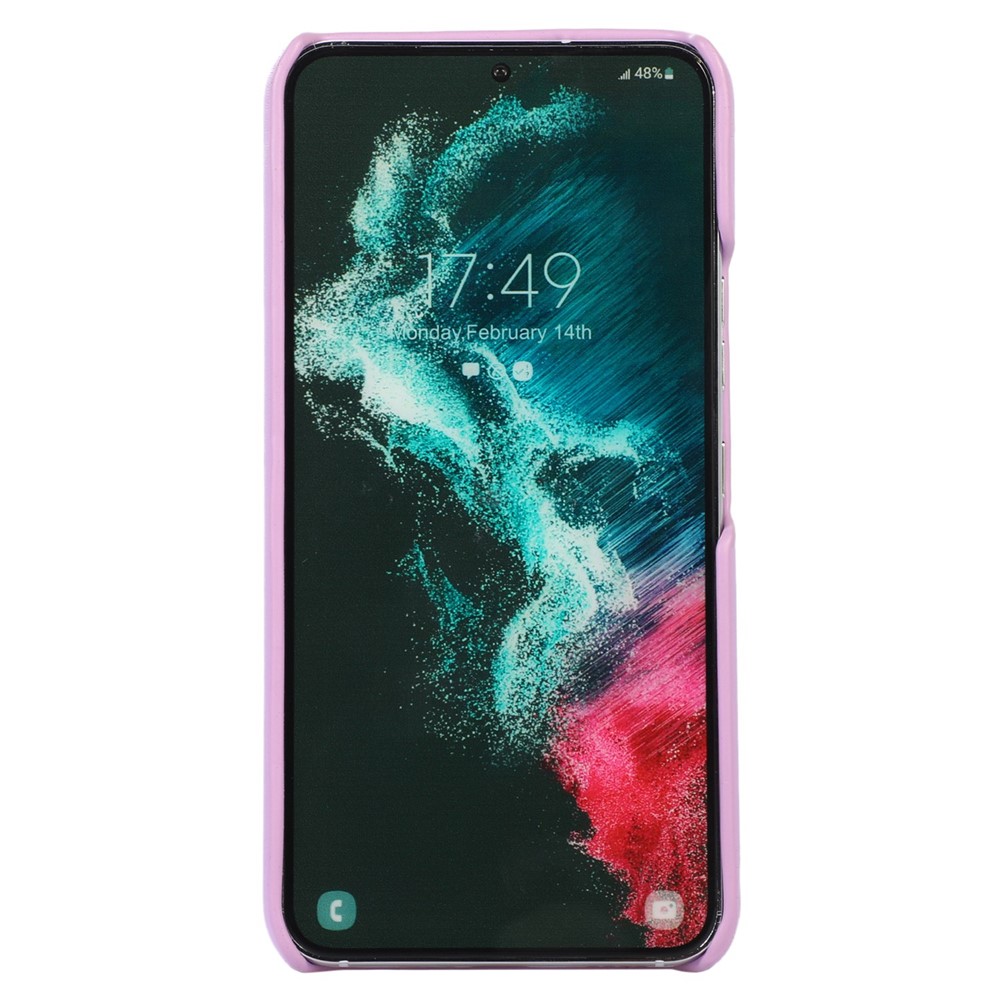 For Samsung Galaxy S22 5G Down Soft Touch Jacket 3D Shockproof Back Cover PU Leather Coated PC Cell Phone Case - Purple-2