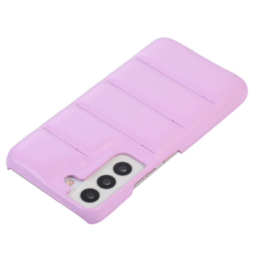 For Samsung Galaxy S22 5G Down Soft Touch Jacket 3D Shockproof Back Cover PU Leather Coated PC Cell Phone Case - Purple-3