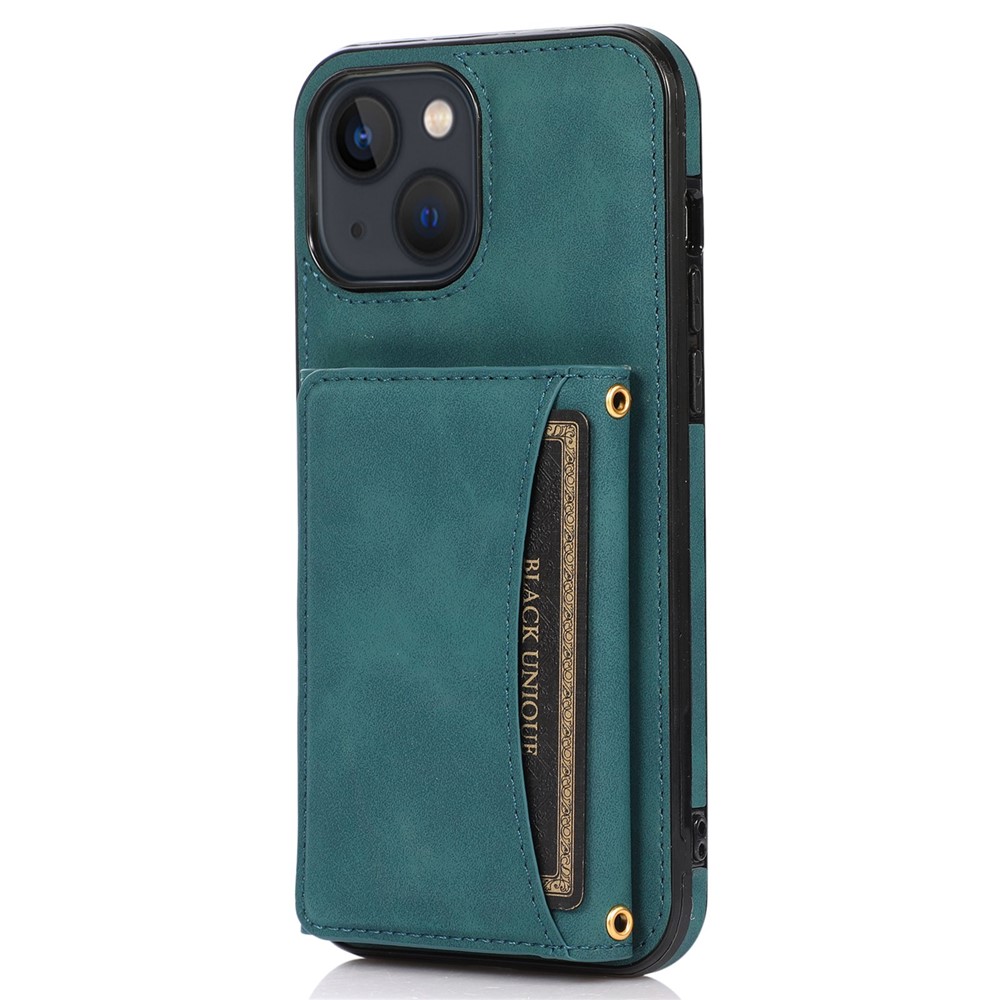 For iPhone 13 mini 5.4 inch Tri-fold Wallet Card Holder Kickstand Phone Cover PU Leather + TPU Anti-drop Case - Blue