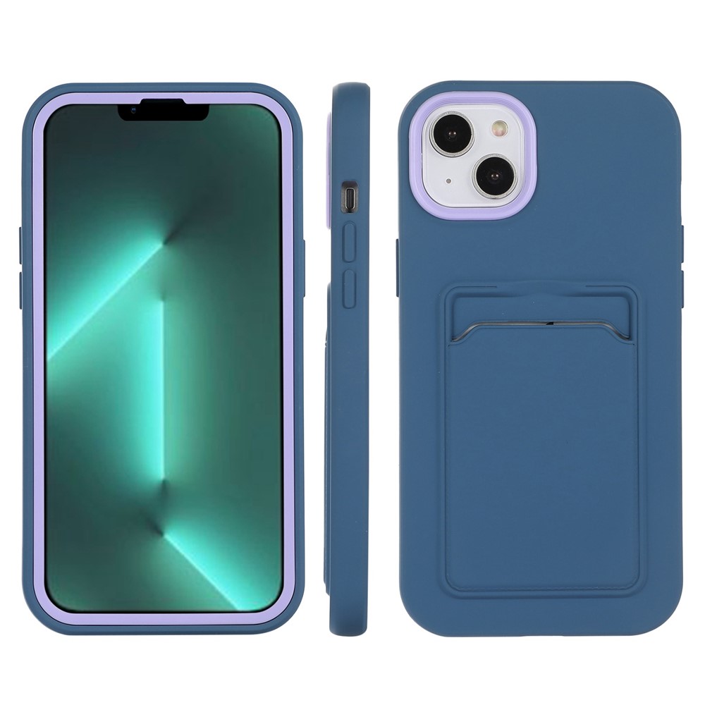 For iPhone 14 6.1 inch Wear-Resistant Dual Color Hard PC Frame + Back Soft TPU Mobile Phone Case with Card Holder - Rose-9