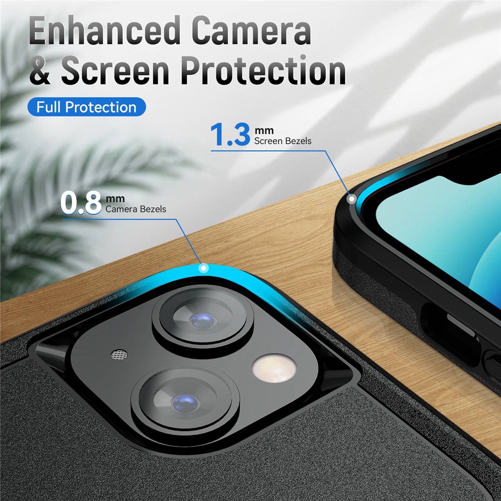 Shockproof Case for iPhone 14 6.1 inch, PC + TPU Phone Cover Anti-drop Back Protector Case - Black-2
