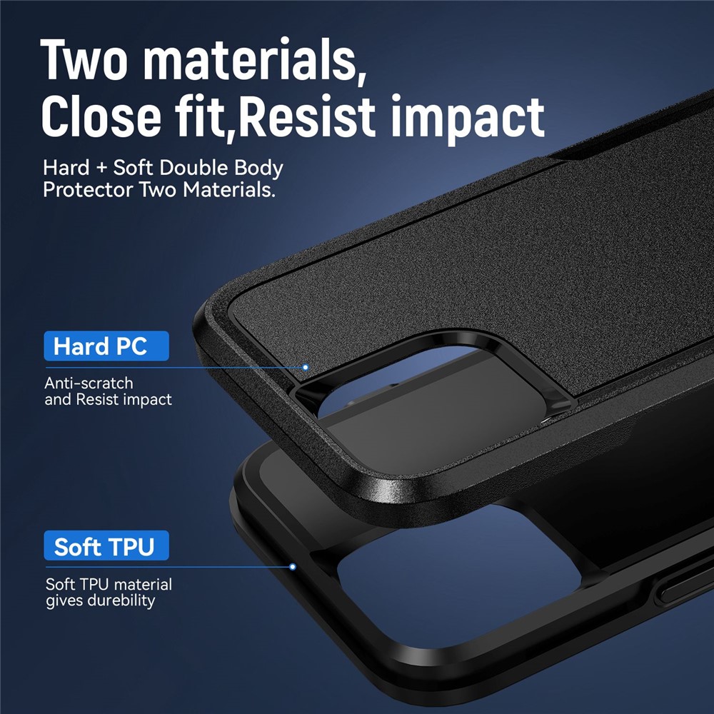 Cellphone Case for iPhone 14 Max 6.7 inch, PC + TPU Phone Cover Anti-drop Back Protector Case - Black-3
