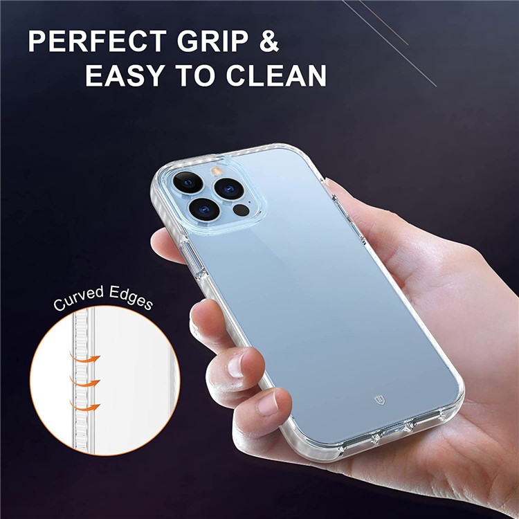 For iPhone 14 Pro 6.1 inch Transparent Phone Case Shockproof Acrylic + TPU Cover with Tempered Glass Screen Protector-2